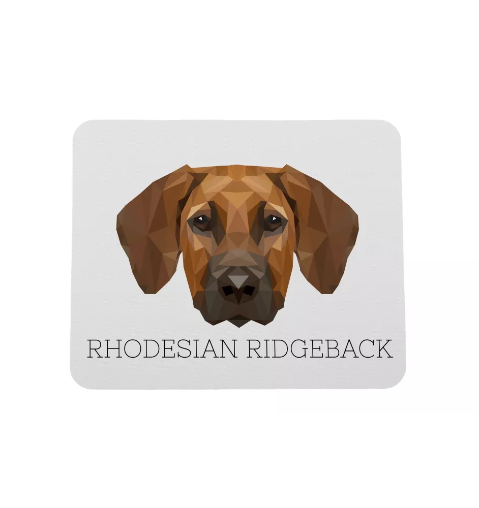 Rhodesian Ridgeback, African Lionhound, African Lion Dog - geometric mouse pad with a picture and text by Art-Dog