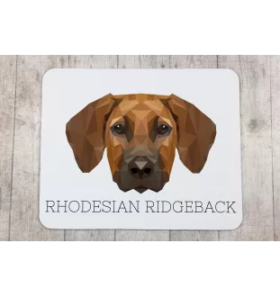Chien de Rhodésie à crête dorsale, Rhodesian ridgeback - tapis de souris géométrique avec photo et inscription Art-Dog