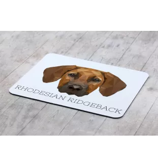 Rhodesian Ridgeback - geometrisches Mauspad mit Bild und Aufschrift von Art-Dog