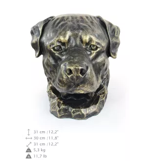 Rottweiler - Urne für Hundeasche, Hundebüste, großer Hundekopf für den Garten von Art-Dog