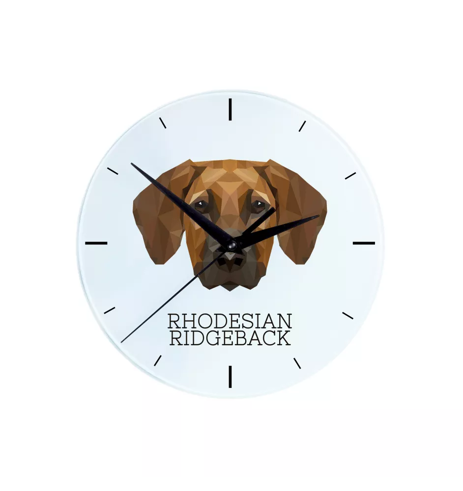 Rhodesian Ridgeback, African Lionhound, African Lion Dog - geometric wall clock with a picture and the brand name Art-Dog