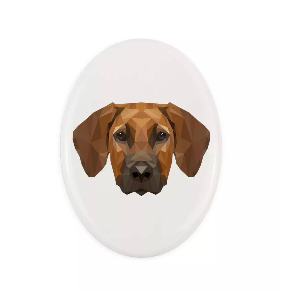 Rhodesian Ridgeback - Fliese mit geometrischem Bild und Schriftzug der Marke Art-Dog