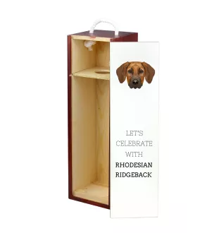 Rhodesian Ridgeback - geometrische Box mit einem Bild und Schriftzug für Wein der Marke Art-Dog