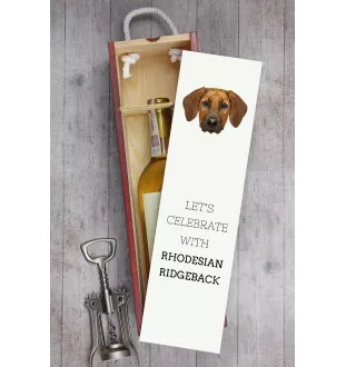 Rhodesian Ridgeback - geometrische Box mit einem Bild und Schriftzug für Wein der Marke Art-Dog