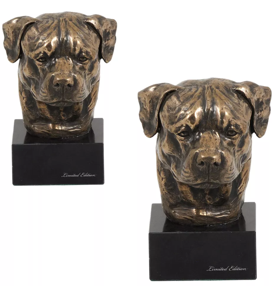 Rottweiler, Bouvier allemand - Statue de chien, buste sur socle en pierre, sculpture, trophée pour exposition canine par la marque Art-Dog