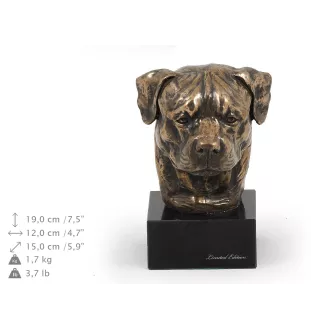 Rottweiler, Bouvier allemand - Statue de chien, buste sur socle en pierre, sculpture, trophée pour exposition canine par la marque Art-Dog