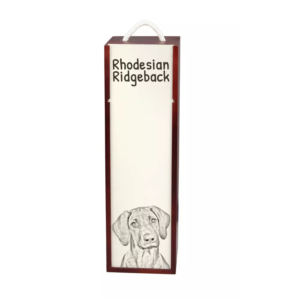 Rhodesian Ridgeback - Weinbox mit Hund, Alkoholbox mit Grafik, personalisierte Geschenkbox der Marke Art-Dog