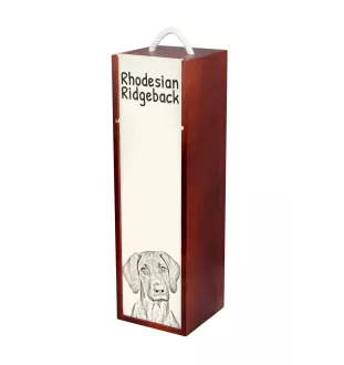 Chien de Rhodésie à crête dorsale, Rhodesian ridgeback - boîte à vin avec chien, boîte à alcool avec graphisme, boîte cadeau personnalisée de la marque Art-Dog