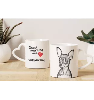 Russischer Toy, Russkiy Toy, Russischer Zwergspaniel - Tasse mit Hund, entzückende Tasse mit herzförmigem Henkel, universelles Geschenk der Marke Art-Dog