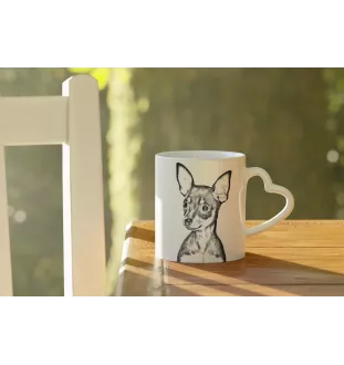 Russischer Toy, Russkiy Toy, Russischer Zwergspaniel - Tasse mit Hund, entzückende Tasse mit herzförmigem Henkel, universelles Geschenk der Marke Art-Dog