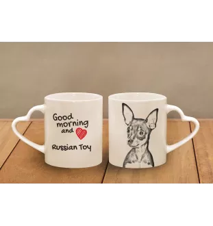 Russian Toy, Russkiy Toy, Russian Terrier, Moscow Toy Terrier - cup with a dog, adorable cup with a heart-shaped handle, universal gift from the Art-Dog brand