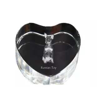 Russian Toy, Russkiy Toy, Russian Terrier, Moscow Toy Terrier - a photo of a dog in crystal, crystal heart, unique photo frame from the Art-Dog brand