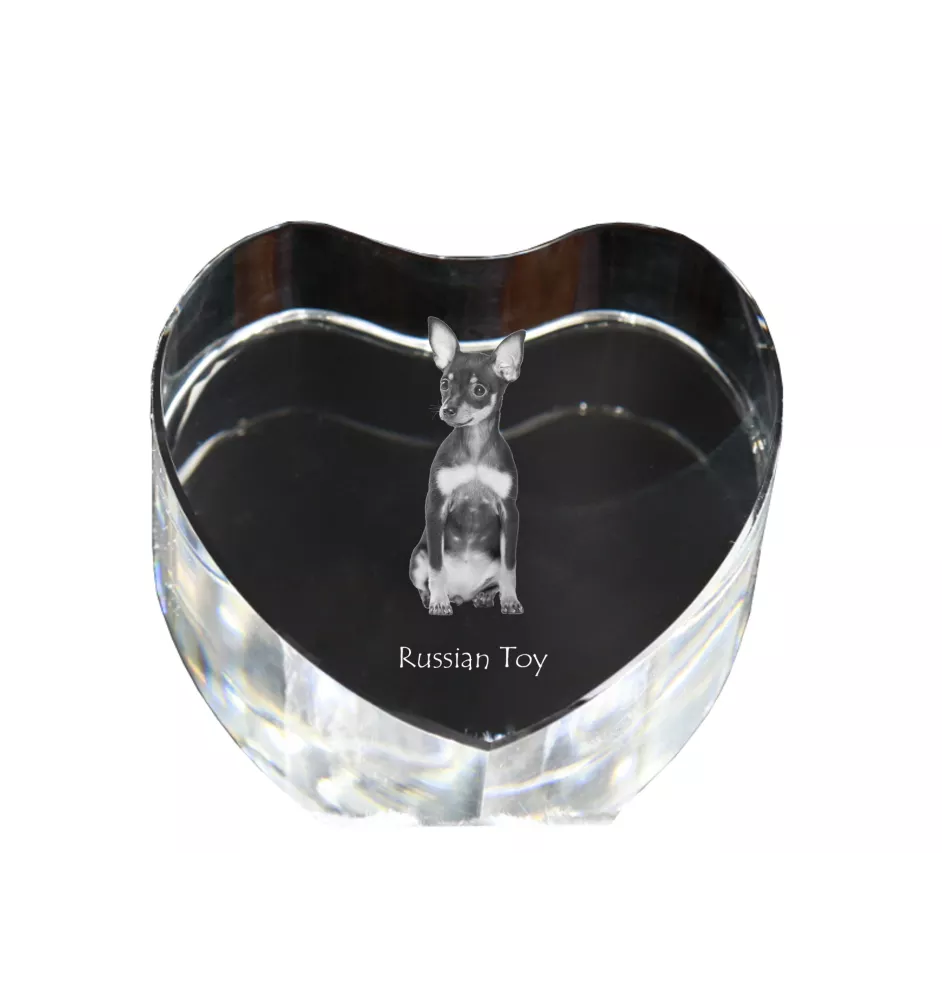 Russian Toy, Russkiy Toy, Russian Terrier, Moscow Toy Terrier - a photo of a dog in crystal, crystal heart, unique photo frame from the Art-Dog brand