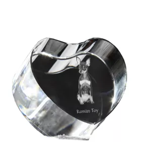 Russian Toy, Russkiy Toy, Russian Terrier, Moscow Toy Terrier - a photo of a dog in crystal, crystal heart, unique photo frame from the Art-Dog brand