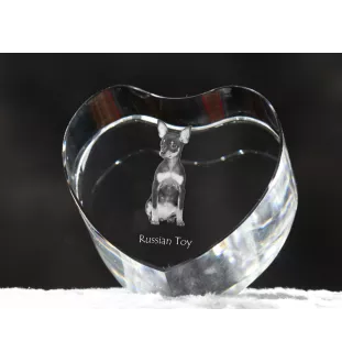Russian Toy, Russkiy Toy, Russian Terrier, Moscow Toy Terrier - a photo of a dog in crystal, crystal heart, unique photo frame from the Art-Dog brand