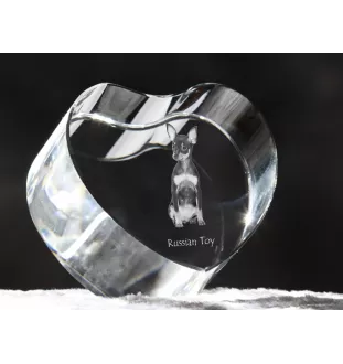 Russian Toy, Russkiy Toy, Russian Terrier, Moscow Toy Terrier - a photo of a dog in crystal, crystal heart, unique photo frame from the Art-Dog brand