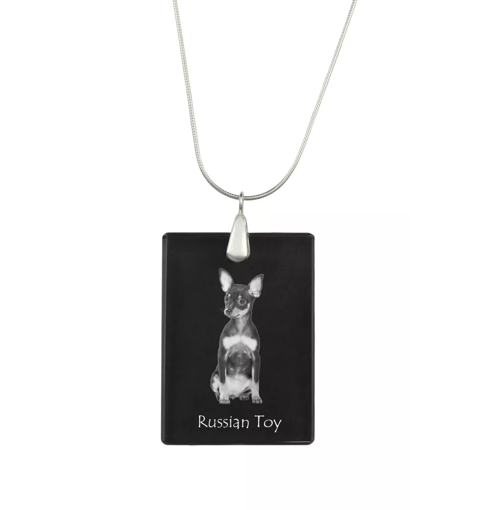 Russian Toy, Russkiy Toy, Russian Terrier, Moscow Toy Terrier - Crystal pendant with dog, silver necklace with photo, personalised pendant by Art-Dog brand