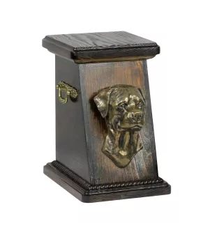 Rottweiler eine Ascheurne für Hunde, eine elegante Urne mit einer Statue, eine Gedenkurne mit dem Porträt eines Hundes von der Marke Art-Dog