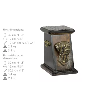 Rottweiler eine Ascheurne für Hunde, eine elegante Urne mit einer Statue, eine Gedenkurne mit dem Porträt eines Hundes von der Marke Art-Dog