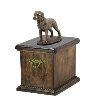 Rottweiler eine Urne für die Asche des Hundes, eine Urne mit einer Statue, eine elegante Urne im klassischen Stil der Marke Art-Dog