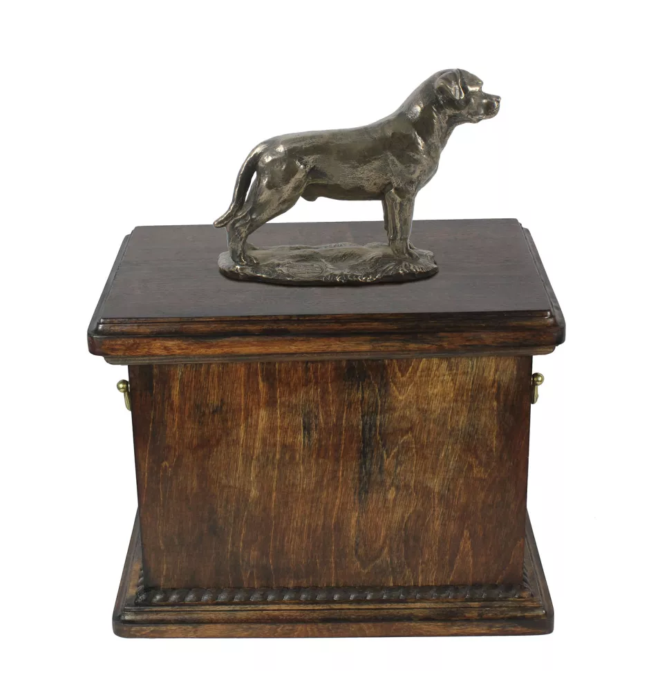 Rottweiler II eine Urne für die Asche des Hundes, eine Urne mit einer Statue, eine elegante Urne im klassischen Stil der Marke Art-Dog