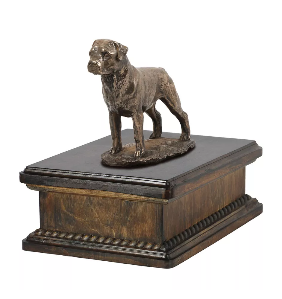 Rottweiler - Hund Ascheurne, klassische Urne mit Statue, elegante Urne mit Hund von der Marke Art-Dog