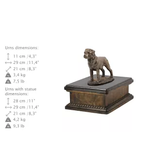 Rottweiler - Hund Ascheurne, klassische Urne mit Statue, elegante Urne mit Hund von der Marke Art-Dog