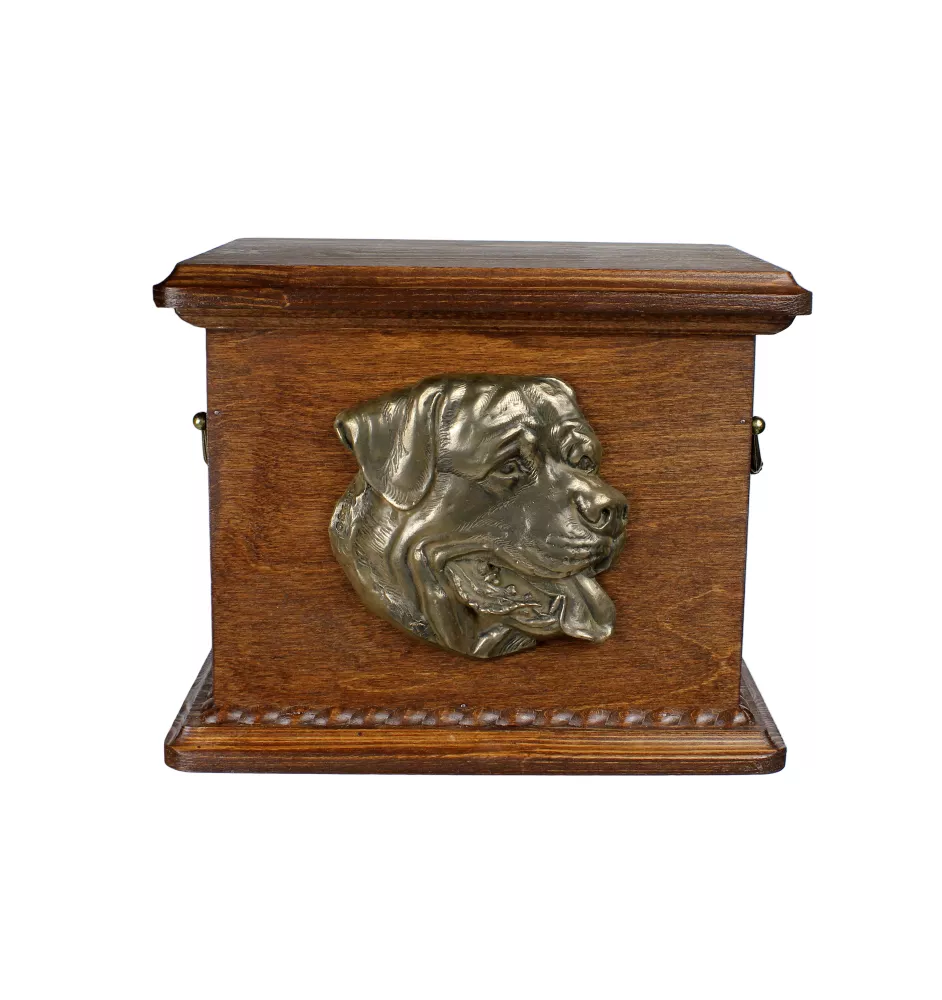 Rottweiler, Rott, Rottie I - urn for dog ashes, personalized urn with engraving and bas-relief, commemorative box for dog ashes by Art-Dog brand