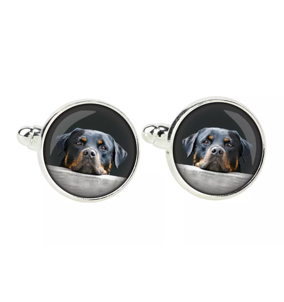 Rottweiler spinka do mankietów ze zdjęciem Art-Dog