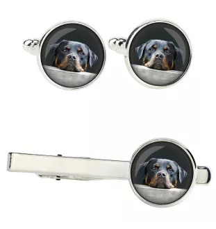 Rottweiler Ärmelknöpfe und Krawatte mit Ihrem Foto, Anzugaccessoire, Herrenschmuck der Marke Art-Dog