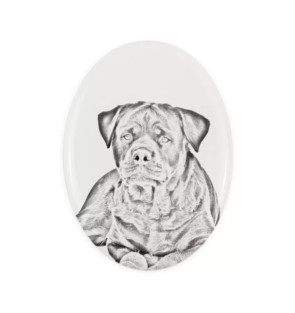 Rottweiler, Bouvier allemand - une plaque commémorative avec une photo de chien, une plaque funéraire avec une impression, une plaque ovale personnalisée de la marque Art-Dog