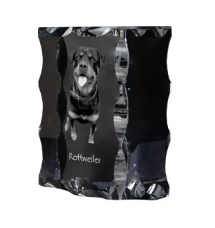 Rottweiler - Kristall mit einem Hundebild, Glasstatuette mit einem Bild, einzigartiger Bilderrahmen der Marke Art-Dog