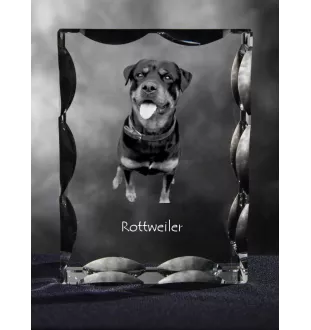 Rottweiler - Kristall mit einem Hundebild, Glasstatuette mit einem Bild, einzigartiger Bilderrahmen der Marke Art-Dog