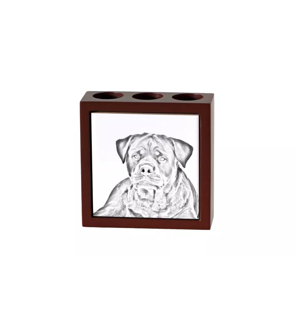 Rottweiler - Stifthalter mit Hund, Schreibtischorganizer mit Aufdruck, personalisierte Schreibtischdekoration der Marke Art-Dog