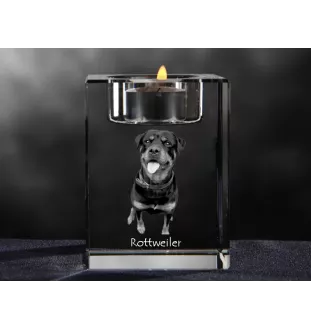 Rottweiler świecznik kryształowy z psem Art-Dog