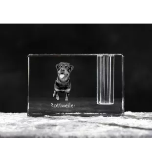 Rottweiler, Bouvier allemand - Porte-stylos, organiseur en cristal avec photo de chien, décoration de bureau unique par la marque Art-Dog