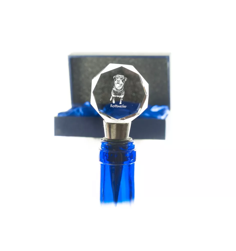 Rottweiler stopper kryształowy  do wina z psem Art-Dog