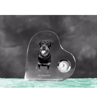 Rottweiler zegar w kształcie serca z psem Art-Dog