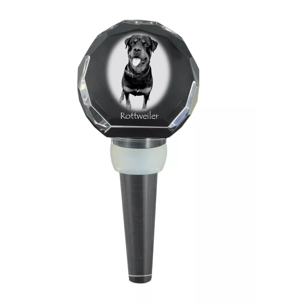 Rottweiler, Rott, Rottie - Crystal bottle stopper, unique wine stopper with photo, personalised gift for sommelier by Art-Dog brand