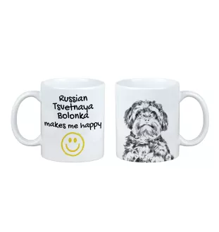 Russische Tsvetnaya Bolonka - Tasse mit Hund, fröhliche Tasse für Hundeliebhaber, personalisiertes Geschenk der Marke Art-Dog
