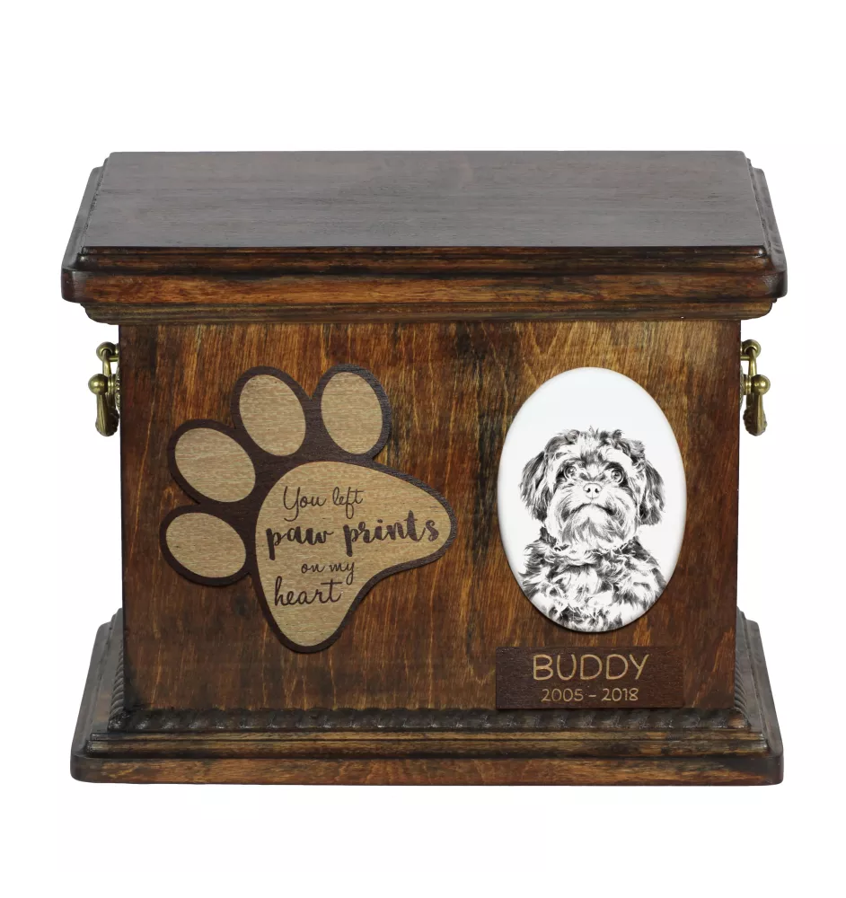 Russian Colored Bolonka - urn for dog ashes, personalized urn with a photo, dog photo urn by Art-Dog