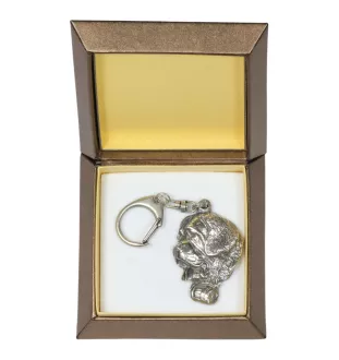 St. Bernhardshund, Bernhardiner - Versilberter Schlüsselanhänger mit Hund in einer Geschenkbox, Handtaschenschmuck, Rucksackanhänger der Marke Art-Dog