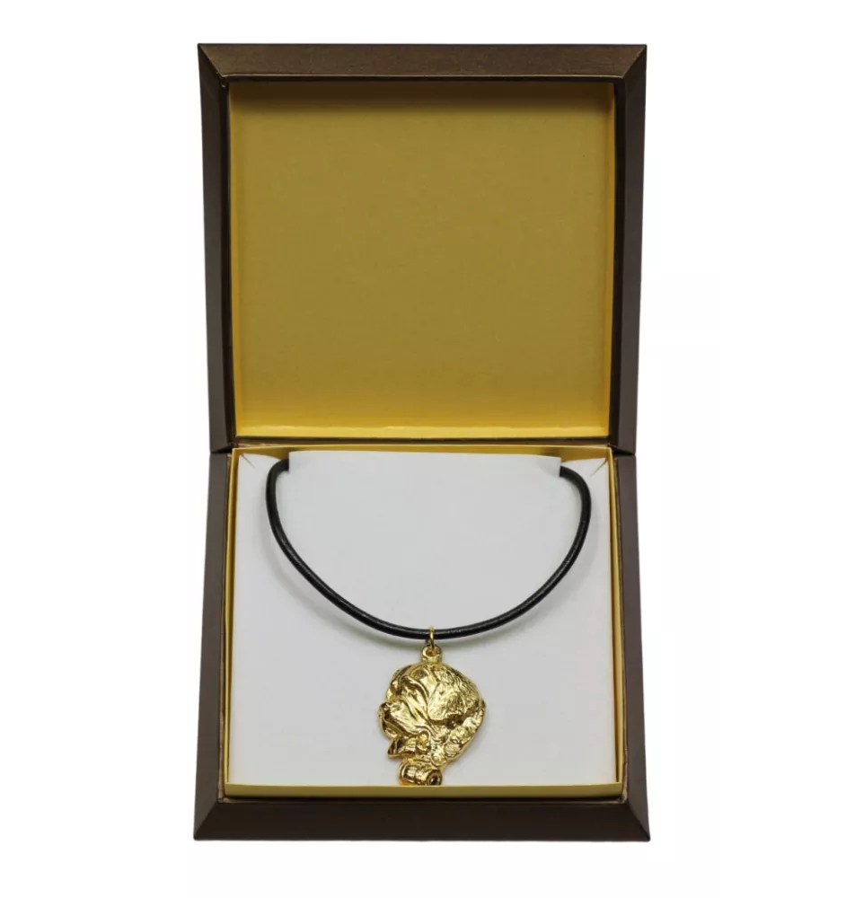 Saint-bernard, Chien Du Mont Saint-Bernard - Collier de chien dans une boîte cadeau, pendentif plaqué or pour les fans de chiens, bijoux remarquables par Art-Dog