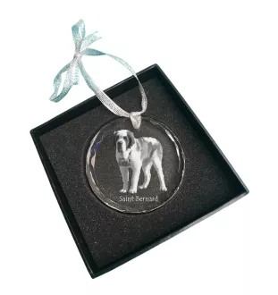 St. Bernard, Saint Bernard, Alpine Mastiff, Bernhardiner - crystal bauble with a photo, dog photo in crystal, personalized Christmas tree ornament by Art-Dog brand