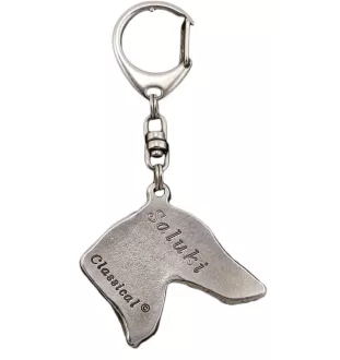 Saluki, Persian Greyhound, Arabian hound, Gazelle hound - Silver-plated key ring with dog, handbag decoration, backpack pendant by Art-Dog brand