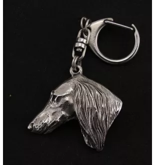 Saluki, Lévrier persan - Porte-clés argenté avec chien, décoration de sac à main, pendentif de sac à dos par la marque Art-Dog