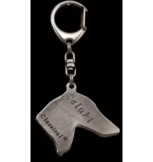 Saluki, Persian Greyhound, Arabian hound, Gazelle hound - Silver-plated key ring with dog, handbag decoration, backpack pendant by Art-Dog brand