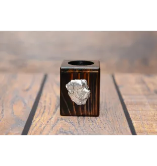 Rottweiler, Rott, Rottie I - wooden candle holder with a dog, a unique souvenir after losing a dog, a handicraft from the Art-Dog brand