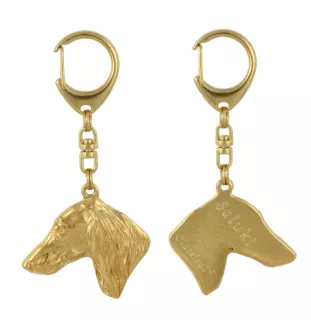 Saluki, Lévrier persan - Porte-clés doré avec chien, décoration de sac à main, accessoire de luxe de la marque Art-Dog