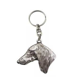 Saluki, Lévrier persan - Pendentif argenté avec un chien dans une boîte décorative, décoration de sac à main, pendentif de sac à dos par la marque Art-Dog